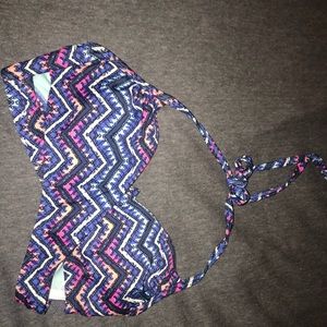 blue slitted bikini top